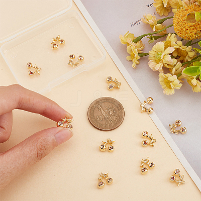 12Pcs Brass Micro Pave Chocolate Cubic Zirconia Charms KK-BC0012-64-1
