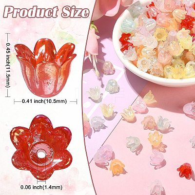 300Pcs 6-Petal Imitation Jelly Acrylic Bead Caps JACR-CJ0001-02-1