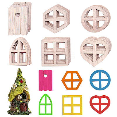 60Pcs 6 Styles Wood Elf Door WOOD-WR0001-29-1
