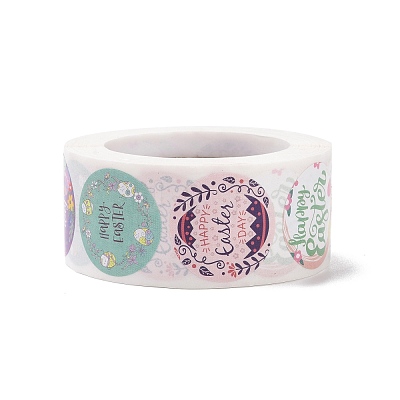 8 Patterns Easter Theme Self Adhesive Paper Sticker Rolls DIY-C060-03J-1