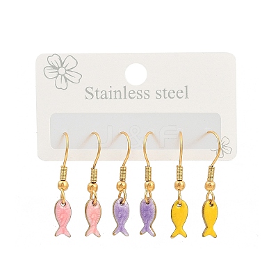 Ocean Series 304 Stainless Steel Enamel Dangle Earrings EJEW-K017-01E-G-1
