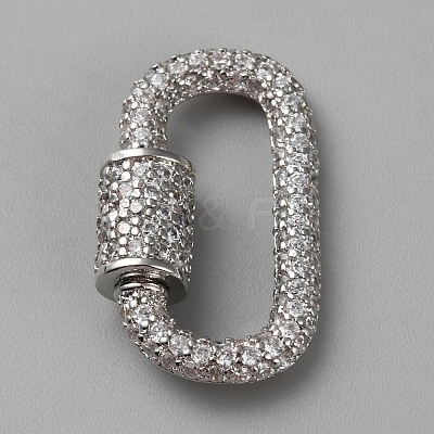 Brass Micro Pave Clear Cubic Zirconia Screw Carabiner Lock Charms DIY-WH0064-18P-1