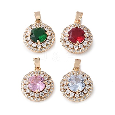 Brass Glass Pendants KK-D355-05G-1