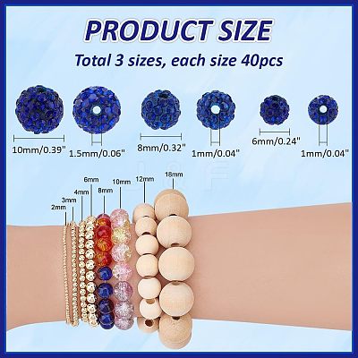 120Pcs 3 Styles Handmade Polymer Clay Disco Ball Beads FIND-PH0022-09B-1