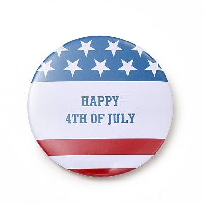Independence Day Flat Round Tinplate Badge Pins JEWB-G021-01J-1