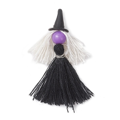 5Pcs 5 Colors Handmade Polycotton(Polyester Cotton) Tassel Pendants PALLOY-JF04236-1