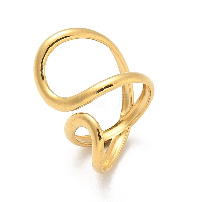 Ion Plating(IP) 304 Stainless Steel Open Cuff Ring for Women X-RJEW-M025-02G-1
