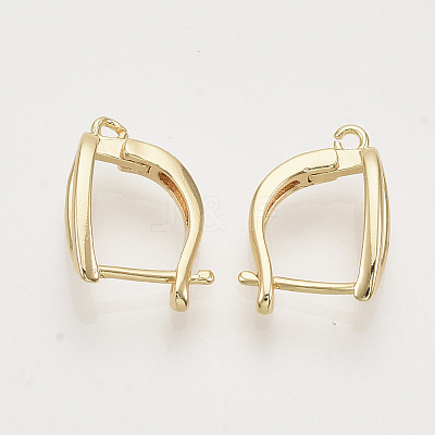 Brass Hoop Earring Findings with Latch Back Closure KK-T048-020G-NF-1