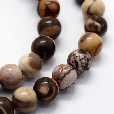 Natural Zebra Jasper Beads Strands G-I199-10-6mm-1