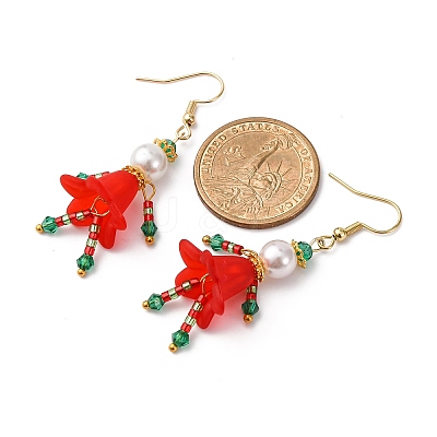 Christmas 304 Stainless Steel Glass Human Dangle Earrings EJEW-MZ00484-1