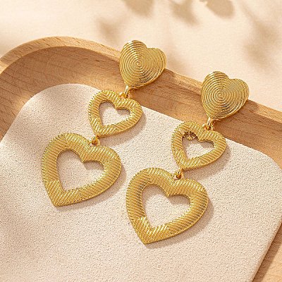 Heart Zinc Alloy Dangle Stud Earrings FS-WG20C8F-01-1