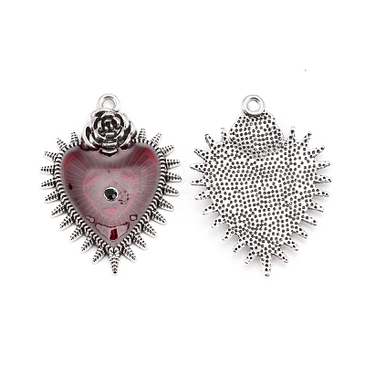 Baroque Style Alloy Red Enamel Pendants ENAM-CJC0010-14-1