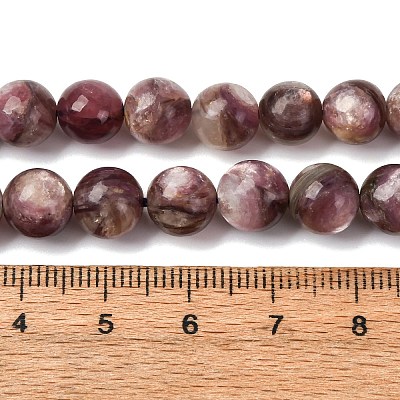 Natural Lepidolite/Purple Mica Stone Beads Strands G-G925-02B-1