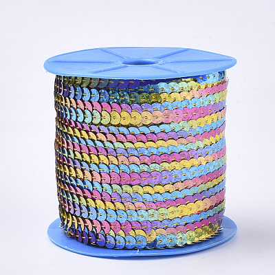Eco-Friendly Electroplate Ornament Accessories Plastic Paillette Bead Strands PVC-T006-02-1