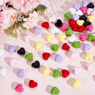 64Pcs 8 Colors Opaque Acrylic Beads SACR-PH0001-51-1