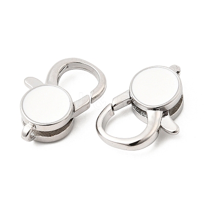 Flat Round Brass Enamel Lobster Claw Clasps KK-Z147-02P-B-1