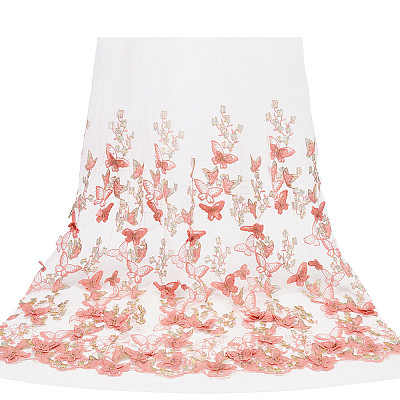 Polyester Embroidery Butterfly Flower Fabric SENE-WH0003-52-1