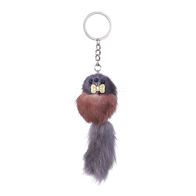 Faux Fur Squirrel Keychain KEYC-L025-R-1