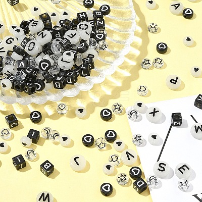 200Pcs Opaque Black Acrylic Beads MACR-FS0001-86-1