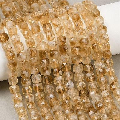 Heated Natural Citrine Beads Strands G-B175-C06-6x6mm-1
