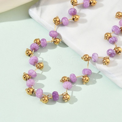 304 Stainless Steel & Rondelle Natural Amethyst Beaded Necklaces for Women NJEW-C119-03B-1