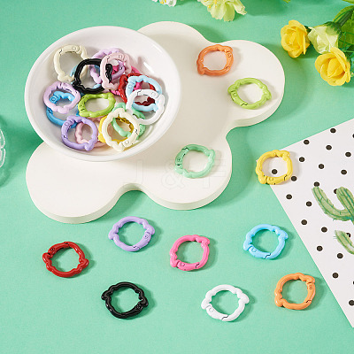 28Pcs 14 Colors Baking Paint Zinc Alloy Spring Gate Rings FIND-TA0010-21-1