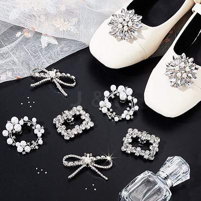8Pcs 4 Styles Detachable Alloy Rhinestone Shoe Buckle Clips FIND-PH0021-57-1