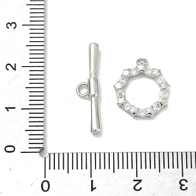 Star Brass Micro Pave Clear Cubic Zirconia Toggle Clasps KK-G548-27P-1