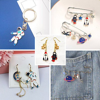 36Pcs 18 Styles Baking Paint Alloy Pendants FIND-CD0001-02-1