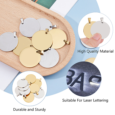 10Pcs 2 Colors Anti-Tarnish 201 Stainless Steel Pendants STAS-DC0016-65-1