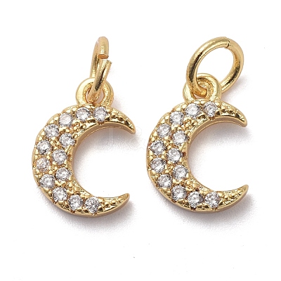 Brass Micro Pave Clear Cubic Zirconia Charms KK-I658-15G-1