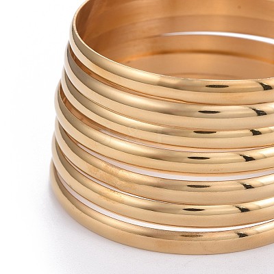 Fashion 201 Stainless Steel Bangle Sets BJEW-L664-024B-G-1-1