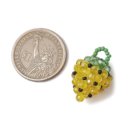Glass Seed Beaded Pendants PALLOY-GD00003-01-1