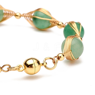 Healing Power Natural Green Aventurine Beaded Bracelets for Men Women X1-BJEW-TA00012-02-1