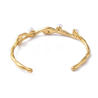 304 Stainless Steel Open Cuff Bangles for Women BJEW-M313-04G-1