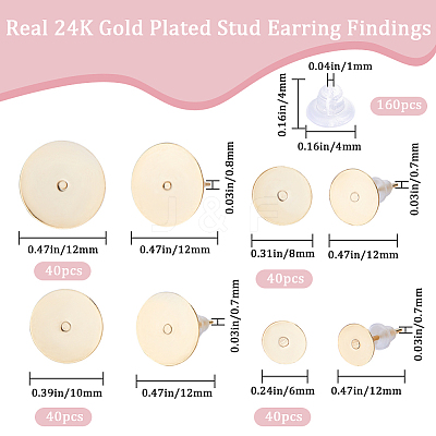 160Pcs 4 Size 304 Stainless Steel Stud Earring Findings STAS-BBC0003-42-1