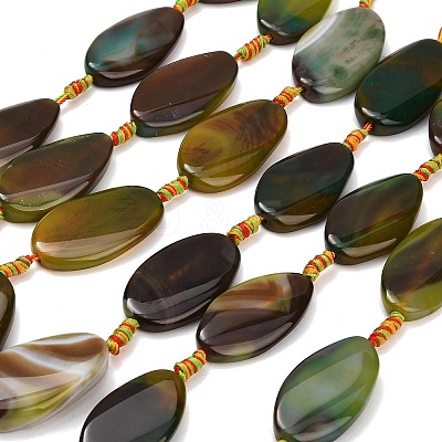Natural Banded Agate Beads Strands G-F825-H01-03B-1