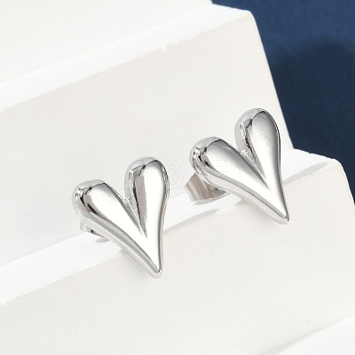 Non-Tarnish 304 Stainless Steel Heart Stud Earrings for Women EJEW-F300-09P-1