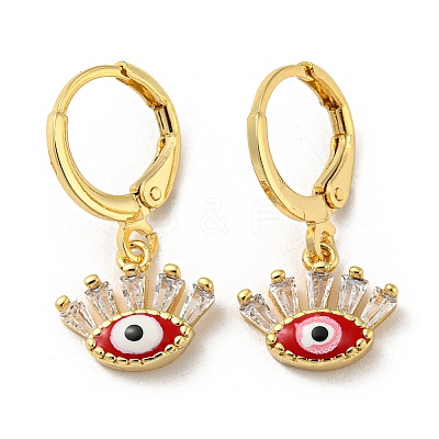Golden Brass Dangle Leverback Earrings EJEW-A033-11G-03-1