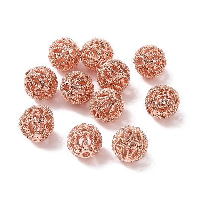 Rack Plating Brass Hollow Beads KK-P219-01B-RG-1