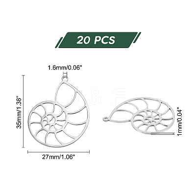 20Pcs 201 Stainless Steel Pendants STAS-DC0007-14-1