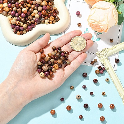 160Pcs 8 Colors Natural Wood Beads WOOD-YW0001-88-1