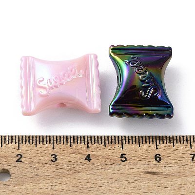 UV Plating Rainbow Iridescent Acrylic Beads OACR-A029-11-1