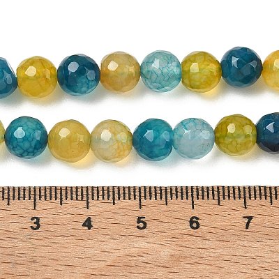 Dyed Natural Agate Faceted Round Beads Strands G-E320E-8mm-17-1
