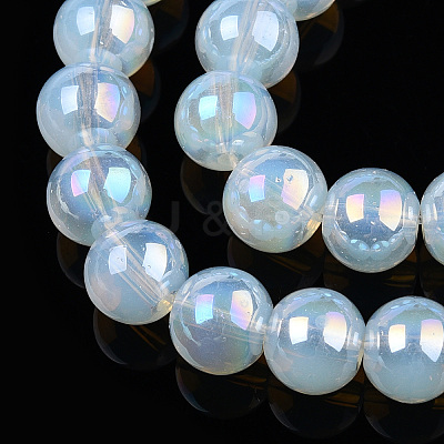 Electroplate Imitation Jade Glass Beads Strands GLAA-T032-J8mm-AB02-1