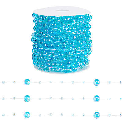 Acrylic Round Beaded Link Chains DIY-MB0007-001D-1