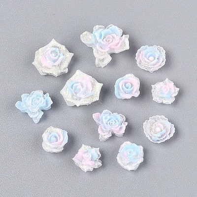Luminous Flower Resin Cabochons CRES-T025-10B-1