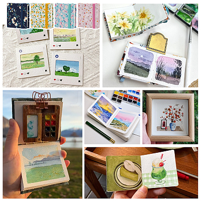 4Pcs 4 Colors Square Watercolor Sketchbook DIY-OC0015-01-1