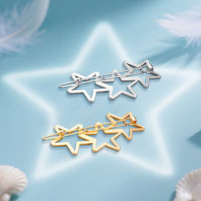 8Pcs 2 Colors Iron and Zinc Alloy Star Hair Barrettes PHAR-HY0001-06-1