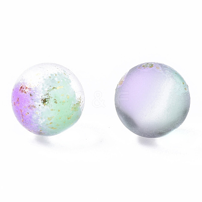 Transparent Spray Painted Frosted Glass Beads GLAA-N035-05A-05-1